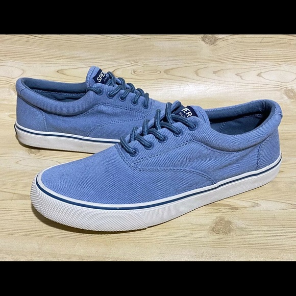 Sperry Top Sider Blue Canvas Lace Up Sneakers 9.5 - Picture 4 of 8